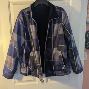 Plaid Blue Quilted Jacket - Women's Lightweight Coat